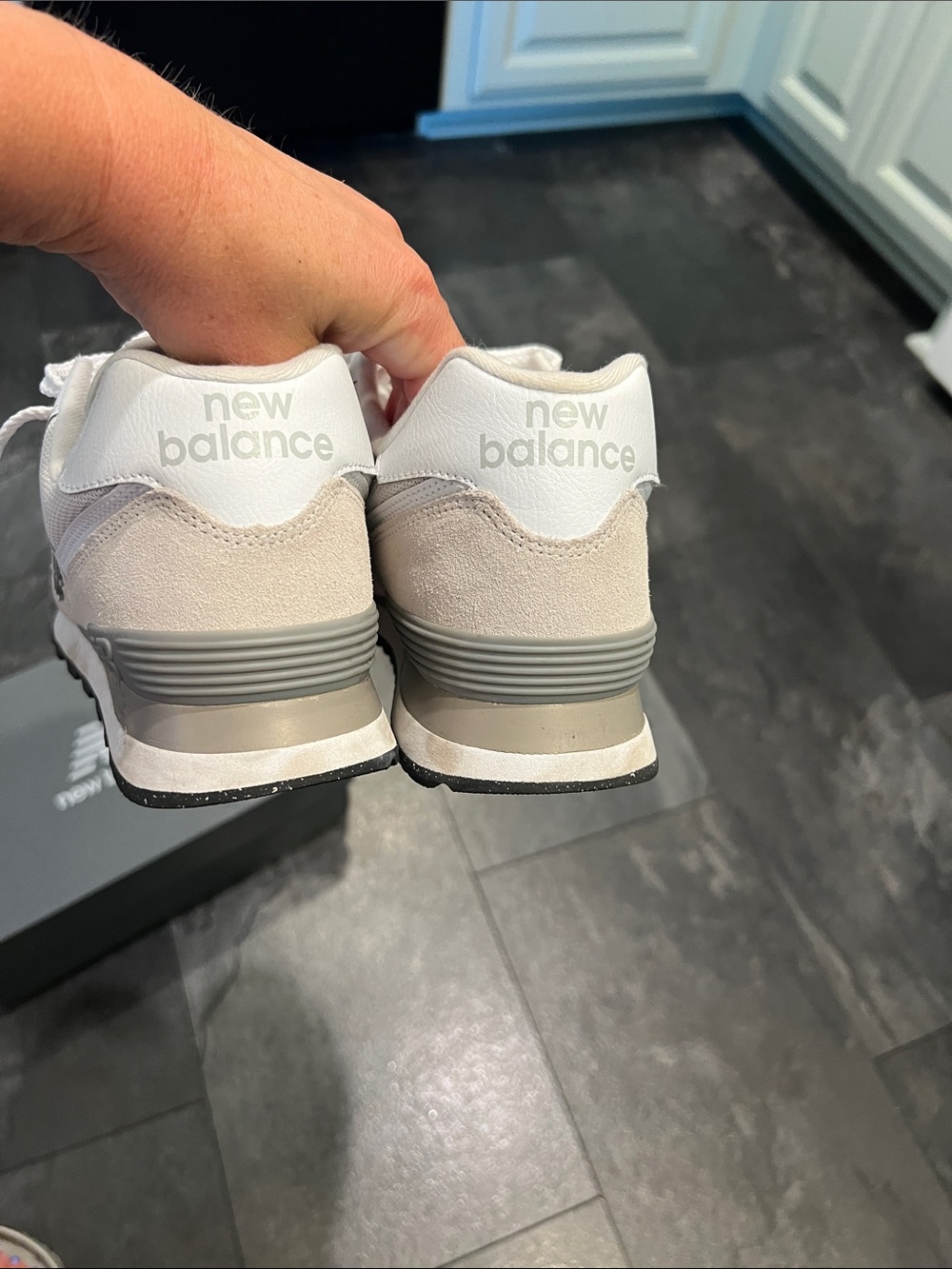 New Balance Beige and White Men's Casual Sneakers - Picture 4 of 6